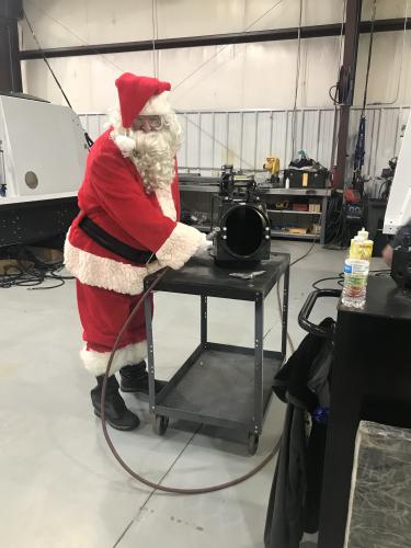 Santa Working at Bucher Municipal North America assembly shop